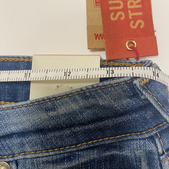 size 26 NEW True Religion mid rise cut off denim shorts $159 super stretch NWT - Picture 7 of 8